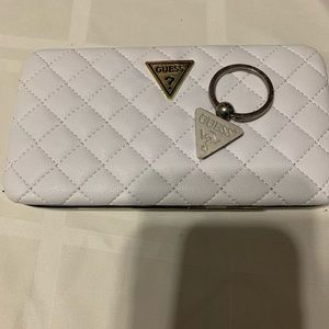White Guess clutch purse and keychain (New)